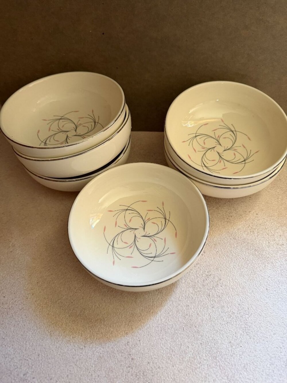 Vintage Homer Laughlin Capri Rhythm 5.5" Coupe Cereal Bowl K55N4 Set of Six